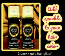 2 Pack Temporary Gold Hair Glitter Spray spray On-Shampoo Out 85g Each