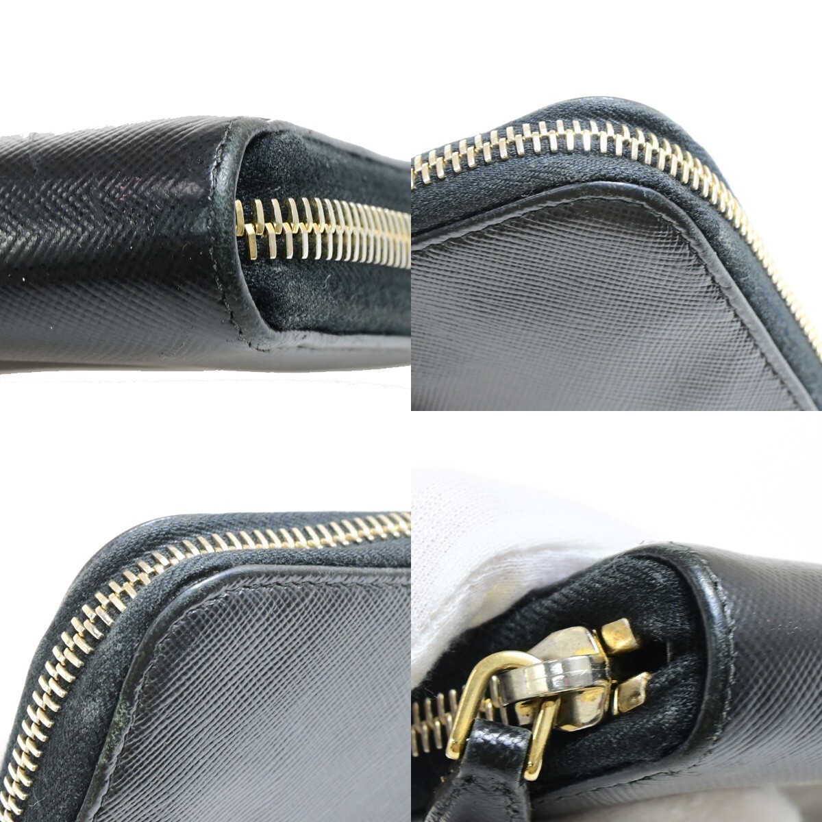 PRADA Logo Saffiano Long Zipper Wallet Purse Leather Black PRADA Logo Saffiano Long Zipper Wallet Purse Leather Black