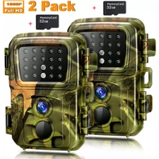 2 Pack 24MP Hunting Game Trail Camera 1080P Wildlife Waterproof Cam Night Vision