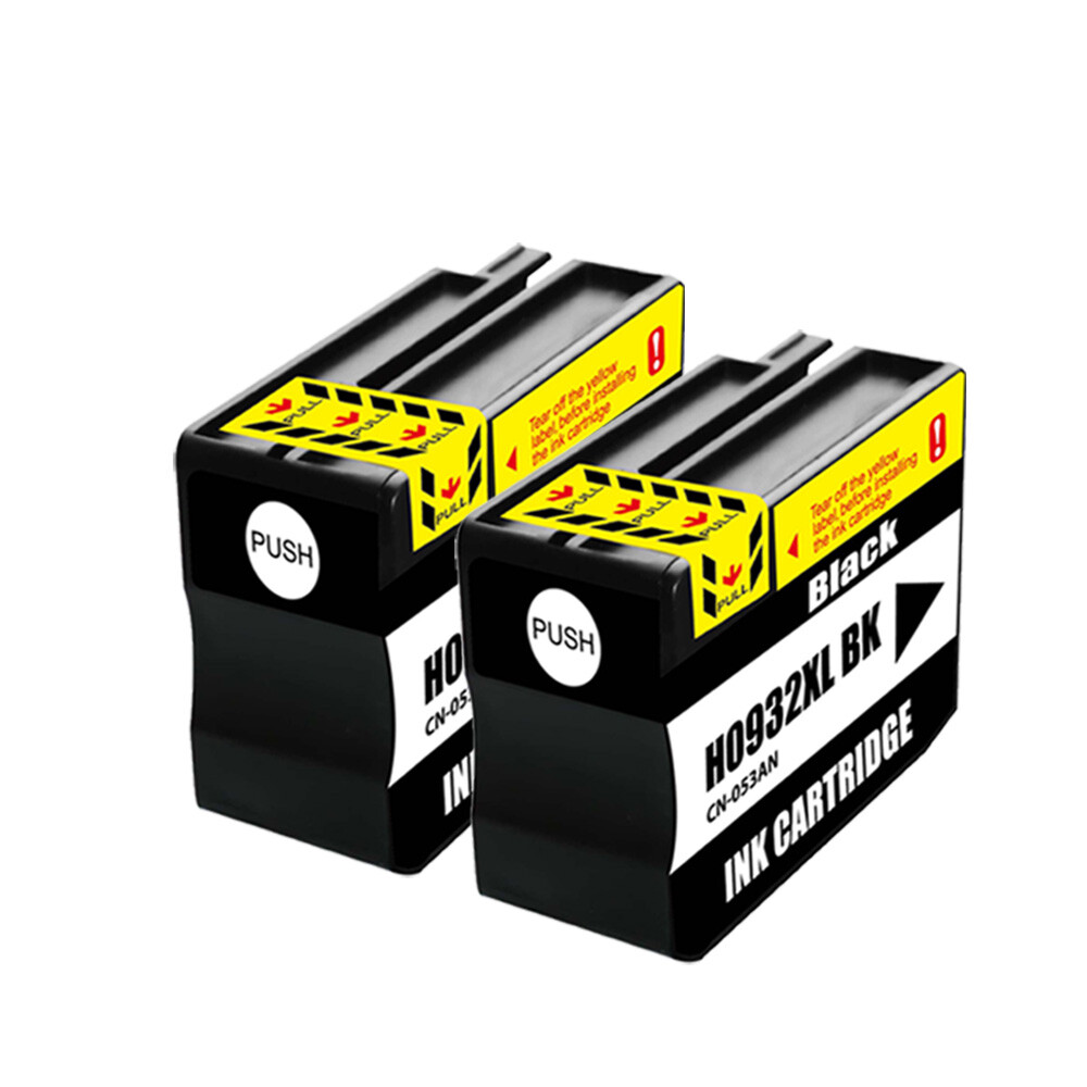 2 Black Ink Cartridge For HP OfficeJet 7600 Series 7610 wide format 932XL