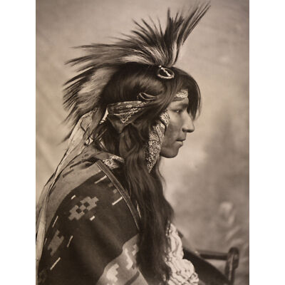 Cree Indianer Kopfschmuck altes Foto XL Leinwand Kunstdruck