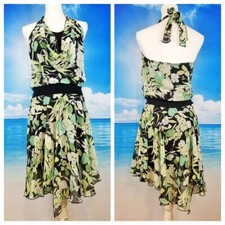 SPEECHLESS Womans GREEN HALTER Sun Dress Lightweight LINED Back Sash tie size 9