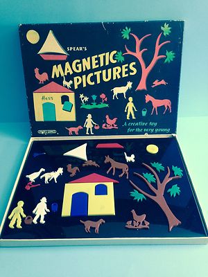 Vintage Spear's Magnetic Pictures Game Creative Toy Black Board England 