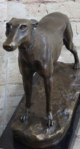 LARGE RARE bronze brass Greyhound Whippet Dog statue unique vintage sculpture - Picture 6 of 10