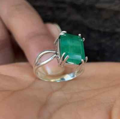 Women Emerald Rings Gift For Her Emerald Gemstone Sterling Silver 925 Ring Handm
