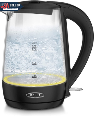 BELLA 1.7 Liter Glass Electric Kettle, Quickly Boil 7 Cups of Water in 6-7  Minut | eBay
