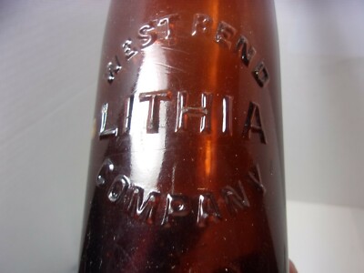 Vintage Lithia Beer Co. West Bend Brewery Advertising Bottle w/ Raised Letters