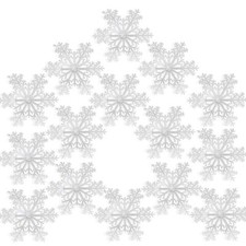 Snowflake Ornaments - Set of 15 - Clear Acrylic Large Snowflakes with Frosted...