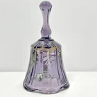 Fenton 95th Anniversary Handpainted Hand Painted Purple Glass Signed Bell 6"