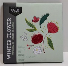 Craft Crush Winter Flower Embroidery KIT Hoop Needles Canvas Thread Instructions