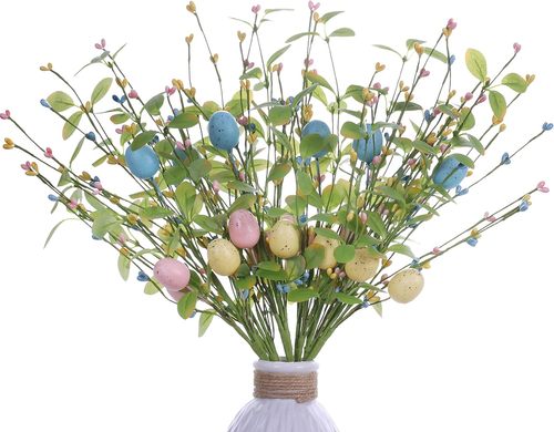 Artificial Easter Flowers 6 Pack Easter Floral Stems 17 Inch Egg Picks with Berr