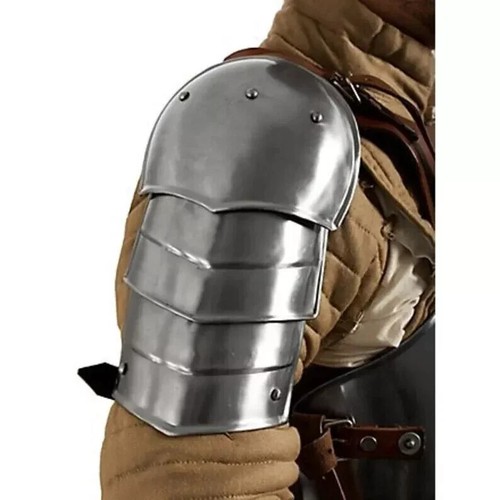 Medieval Knight Armor Steel LARP Warrior Pair Of Pauldrons Set Easy To Wear - Picture 3 of 3
