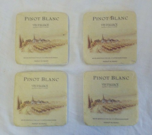 Stoneware Coasters Set 4 NIB Pinot Blanc Vinyard Scene 4" X 3.75" Multicolor - Picture 3 of 12
