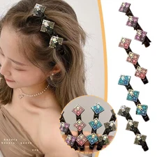 Rhinestone Braid Hairpins Bangs Duckbill Clip Side Barrettes Hair Accessories