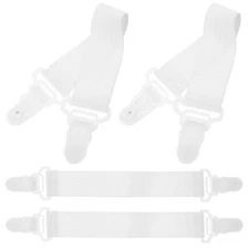 4 Pcs Elastic Band Belt Straps with Suspender Clips Bed Linen Fasteners Miss