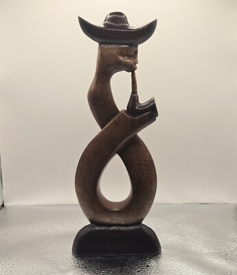 Handcarved Wooden Sax Player Figurine 11 Inches Tall