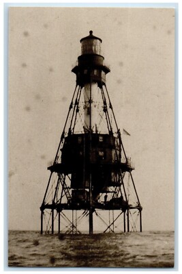Lower Keys Florida FL Postcard View Of American Shoal Lighthouse c1910's Antique
