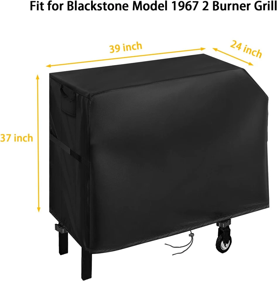 Cubierta de parrilla para parrilla de gas propano portátil de 2 quemadores Blackstone modelo 1967, agua Foto 3 de 4