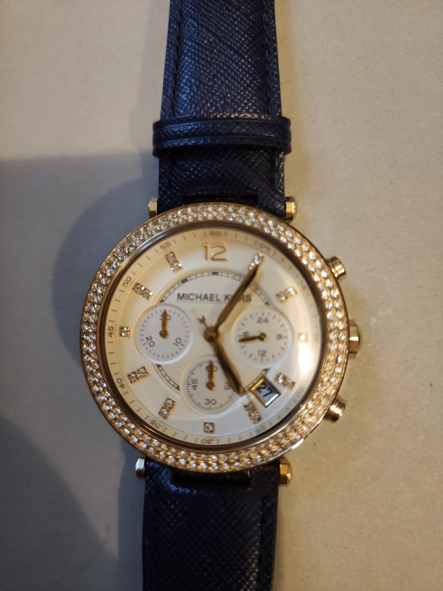 MICHAEL KORS PARKER CHRONOGRAPH BLUE LEATHER WATCH MK2280 | eBay