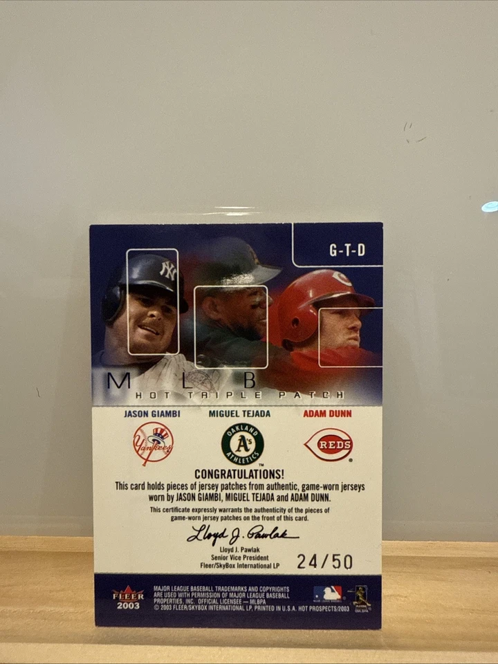 Hot Prospects Triple Patch 2003/50 Jason Giambi Miguel Tejada Adam Dunn Foto 2 de 2