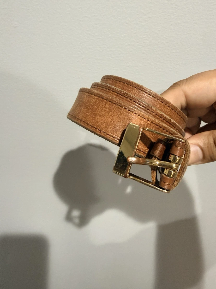 NWOT Ralph Lauren Gold / Cream Reversible Belt Size 1X Logo Reversible Leather Skinny Belt | Ralph Lauren main image 3