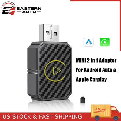 2 in 1 Car Wired to Wireless CarPlay Adapter For Android Auto & Apple Carplay US