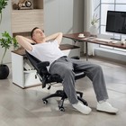 Home Office Massage Chair High Back Chair w/ Reclining, Swivel Wheels, Grey