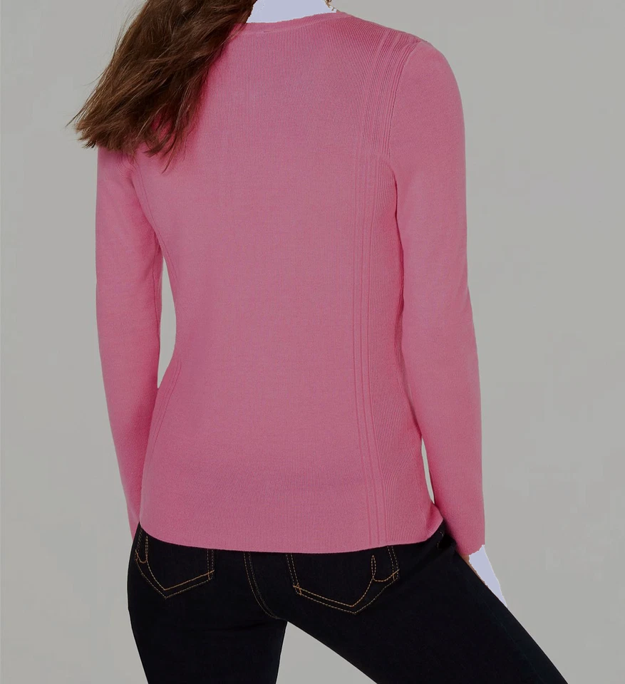 I.N.C. Concepts Women's Pink Zip-Front Henley Pullover Sweater Size M - Image 2 of 2
