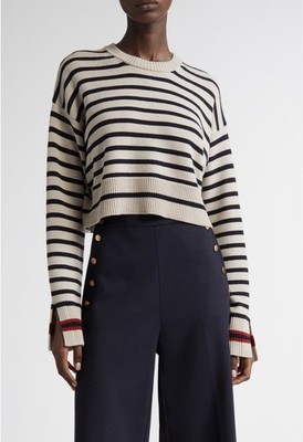 Max Mara Dorotea Wool Sweater BlueStripe women's size XL NWOT