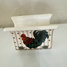 VTG 98 Rooster Morn Napkin Holder Julie Ingleman Designs Stoneware Farmhouse