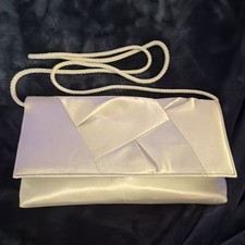White Satin Clutch Bag with Strap Evening Purse Formal Handbag