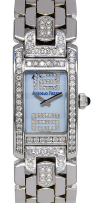 Audemars Piguet Promesse 18k White Gold Blue Diamond Ladies Watch B/P 67346BC