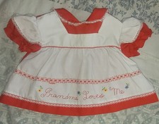 Vtg Cradle Togs Red Infant Dress W Embroidered Flowers 0-6 Months Approximate