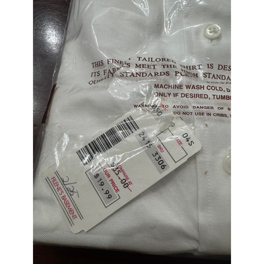 NWT VTG Chaps Ralph Lauren Mens White Oxford Dress Shirt 17 34/35 Made in USA thumbnail 4