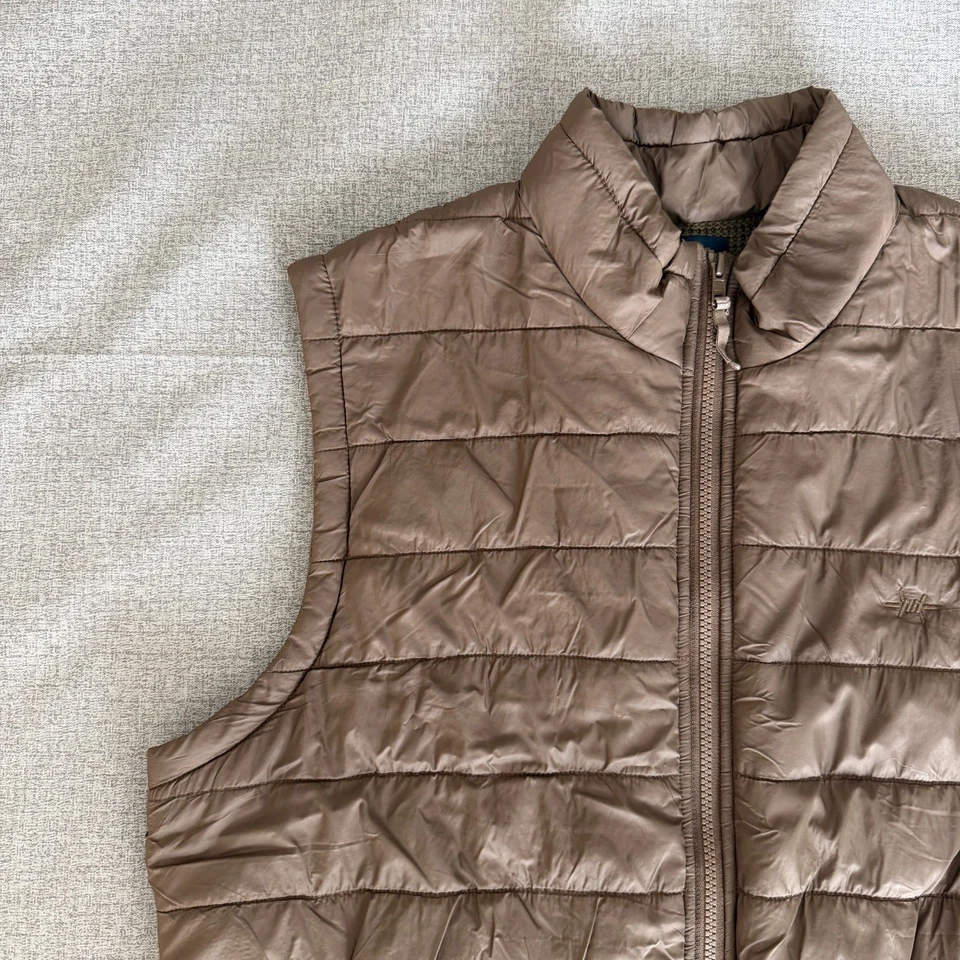 Texas Standard Puffer Vest Mens XL Brown Olive Full Zip Hybrid Lightweight Adult - Image 2 of 4