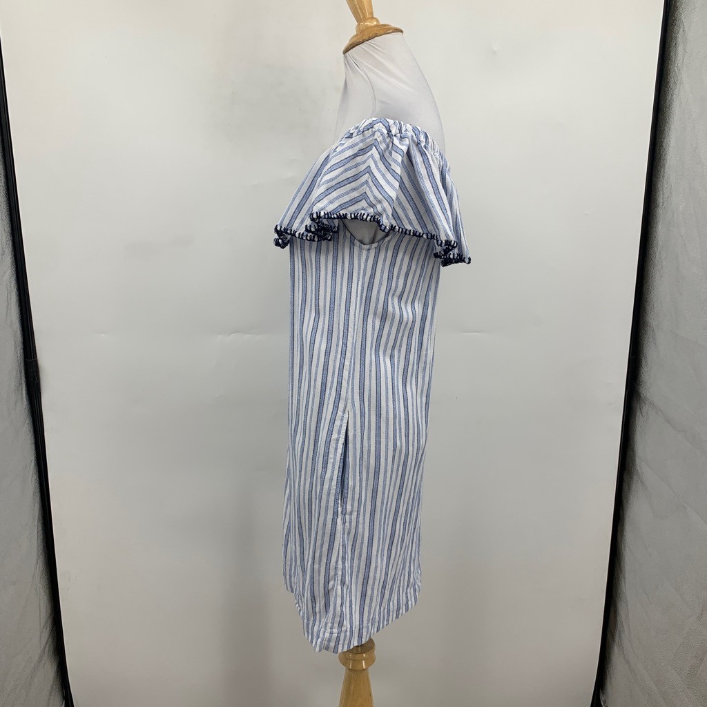 Tommy Bahama Dress Womens XS Extra Small Ticking Stripe Off The Shoulder Pockets View 5
