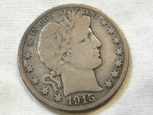 1915 S liberty barber silver half dollar coin