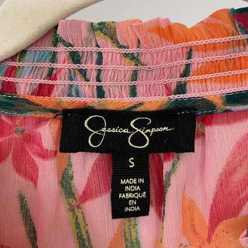 Jessica Simpson Women’s Floral Flutter Sleeve Tie Neck Top Size Small NWT $59 - Picture 12 of 18