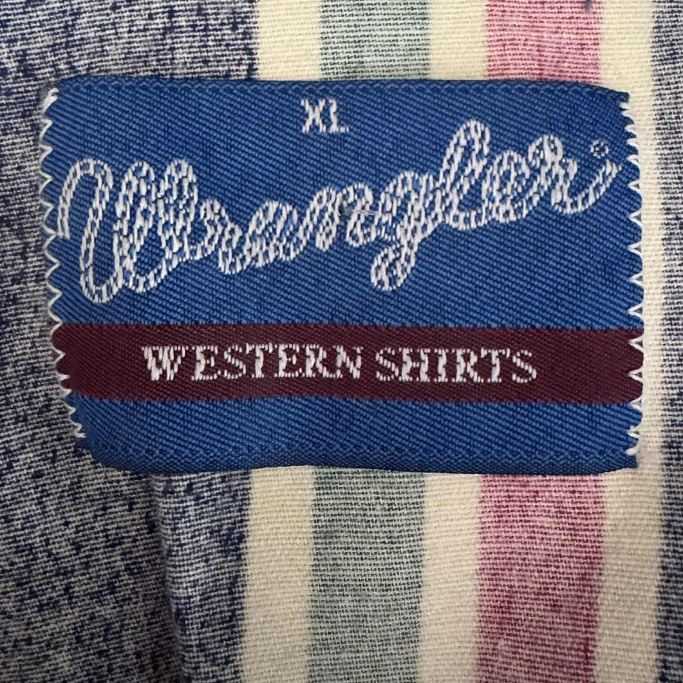 Vintage Wrangler Pearl Snap Cowboy Western 90's Shirt Men's XL Canvas - Image 3 of 4