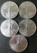 2023 $1 American Silver Eagle 1 oz Brilliant Uncirculated Coins lot of 5