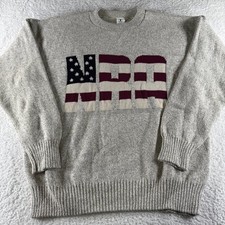 Vintage NRA Rifle Sweater Knit Made in USA Flag Gray Men's Large Sweatshirt