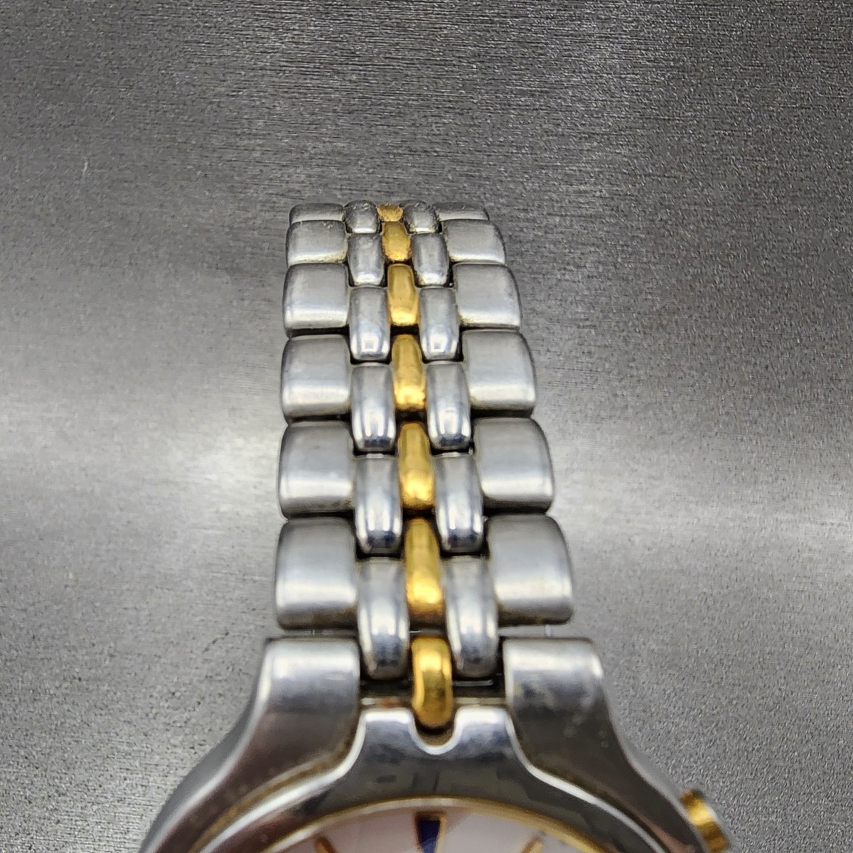 Seiko Kinetic Watch Men 40mm Silver Dial Two Tone Date 5m62-0cm0