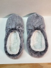 Slipper Socks Soft Cozy Warm Fuzzy Grey/Green Combo with Grippers