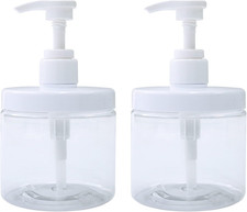 2X 500ml Refillable Pump Bottle Dispensers, Wide Mouth Lotion Shampoo Containers