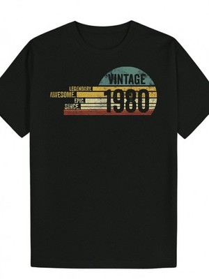 Men's Vintage 1980s Retro Graphic T-Shirt - with Colorful 80s Music Design - L