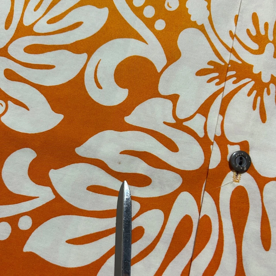 Camisa Hawaiana De Colección Gradiente Estampado Floral Aloha Cuello Campamento Años 90 y2k Naranja Grande Foto 4 de 4