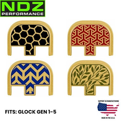 NDZ Glock Gen 1-5 Aluminum Rear Slide Plate Gold Deep Laser Design