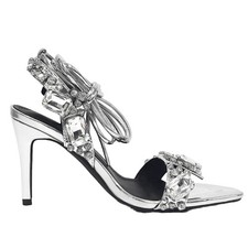 Women's Bling Stiletto Open Toe Lace Up Rhinestone Strap High Heel Sandals US 8