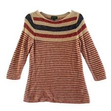 LRL Ralph Lauren Sweater Top PL Striped Knit Boat Neck 3/4 Sleeve