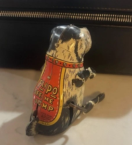 Vintage Marx "Flipo" The Jumping Dog” Tin Litho Wind-Up toy- 1940’s-it WORKS!!